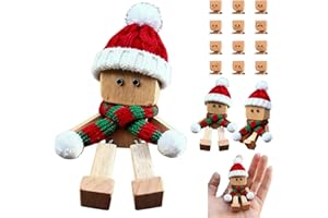 Christmas Shaking Wooden Man, Charming Little Wooden Figure That Sways with 12pcs Magnetic Expressions, DIY Funny Shaking Woo