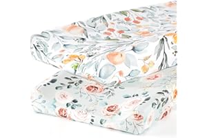 GRSSDER Stretch Ultra Soft Jersey Knit Changing Pad Cover Set 2 Pack, Change Table Pad Covers Fit 32"/34" x 16" Pads Safe and