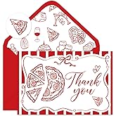 Whaline 50Pcs That's Amore Thank You Cards Blank Note Cards with Envelopes Stickers Red Pizza Ciao Bambino Greeting Card for Baby Shower Bride Shower, 4 x 6 Inch