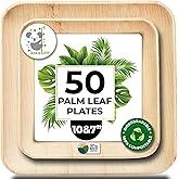 Koala love Palm Leaf Plate Bamboo Paper Plates Disposable 10 Inch & 7 Inch Bulk Party Pack Eco Compostable Biodegradable Wooden Plate Best Alternative To Plastic Paper Plates (50 pc)