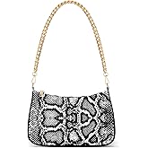 Yasala Shoulder Bag Snake Skin Black White Women Clutch Handbag Shoulder Purch Boho Bag Date Chain Bag Tote Bag Spring Holiday Birthday Gift for Girlfriend, Wife, Lover