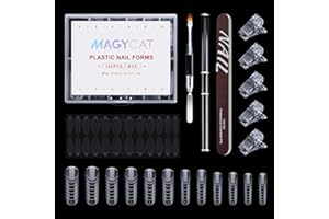 MAGYCAT Nail Dual Forms for Poly Gel Set, 120 Pcs Round Shape Nail Poly Gel Extension Forms with Nail Clips Gel Brush Picker Nail Files , Gel Nail Mold kit for Nail Art Design Salon DIY