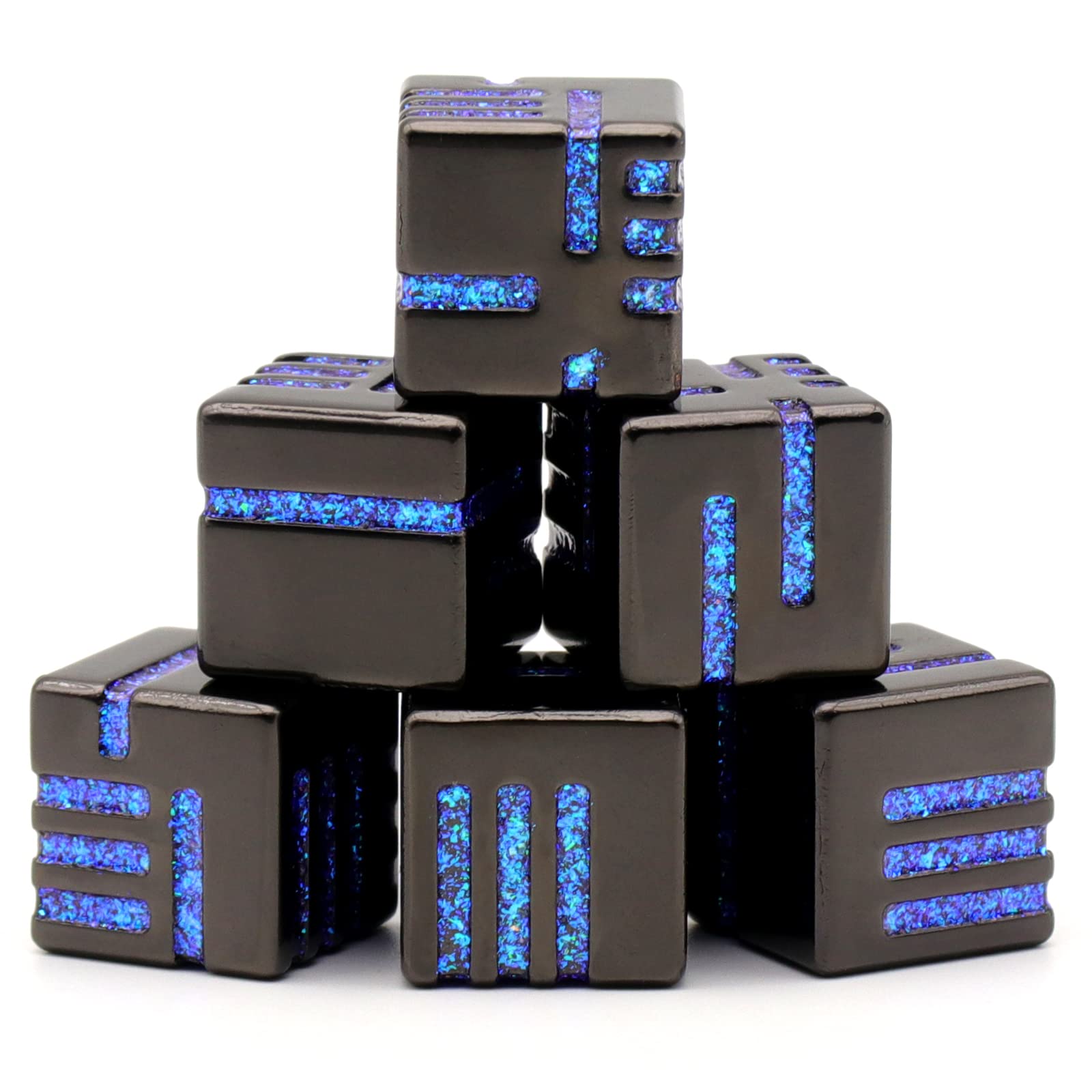 HNCCESG Metal Dice Set 6 Pieces with Box, Playing Dice 6-Sided Dice Set for Dungeons and Dragons, DND, Pathfinder (W6 Glitter Blue) โ image 1
