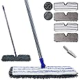 Masthome Microfiber Mops for Floor Cleaning,Dust Mop with 4 Reusable Pads,Flat Flip Mops for Wet & Dry Use,Professional Microfiber Mop for Hardwood, Laminate,Tile Floor Cleaning-1 Scraper