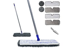 Masthome Microfiber Mops for Floor Cleaning,Dust Mop with 4 Reusable Pads,Flat Flip Mops for Wet & Dry Use,Professional Microfiber Mop for Hardwood, Laminate,Tile Floor Cleaning-1 Scraper