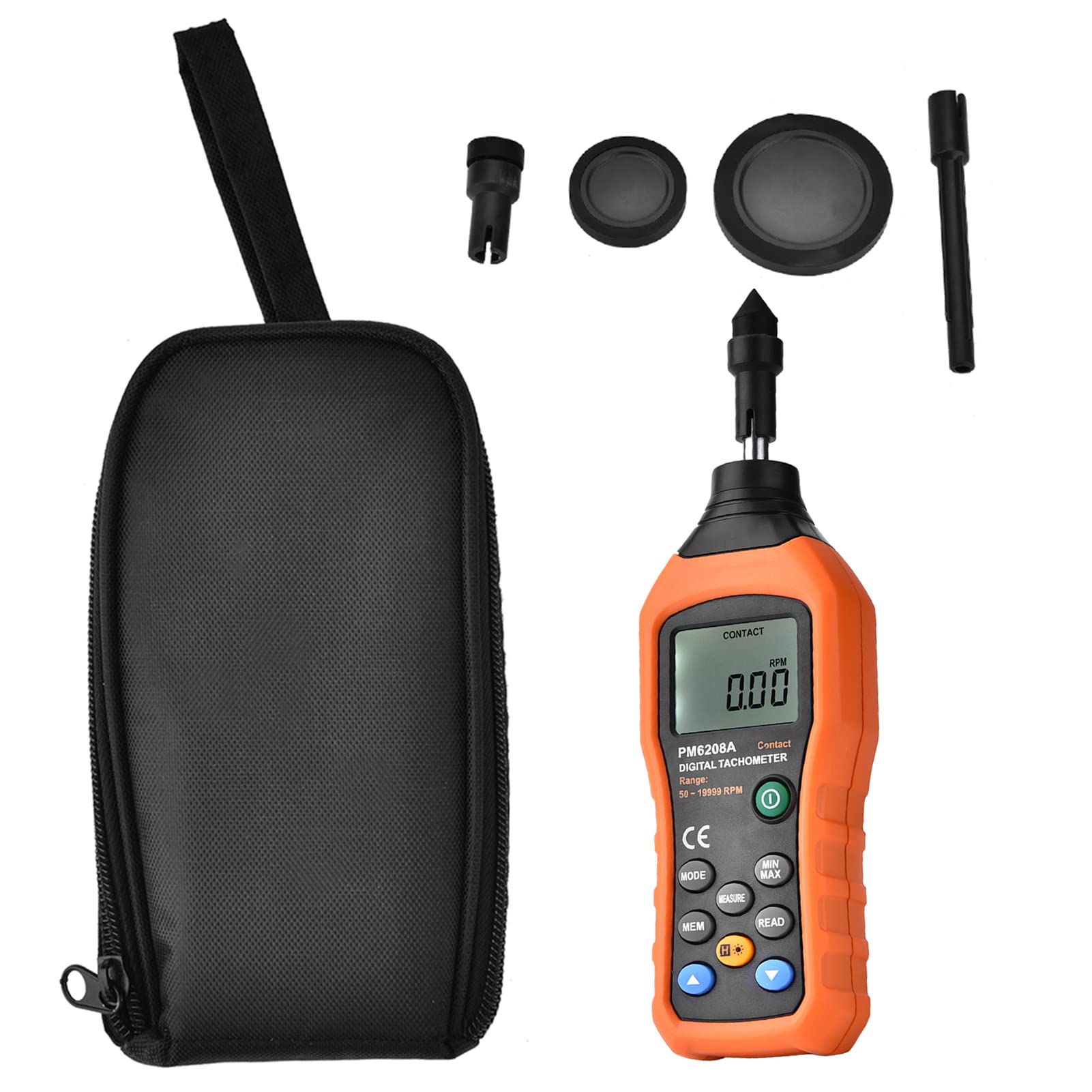 Hyuduo Digital Contact Tachometer PM6208A Handheld RPM Meter with LCD Backlight, 50–19999 RPM Range, ABS Body, Battery Powered Speed Tester for Motors, Fans, Machinery