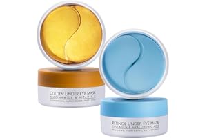 ENASKIN NATURALS Under Eye Patches Kit: 120 Pcs Retinol & Golden Gel Eye Mask for Dark Circles, Puffiness and Wrinkles - Day & Night Skin Treatment Pads with Niacinamide, Collagen, Hyaluronic Acid & Vitamin C (2 Pack)
