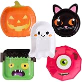 Winoo Design Bulk Halloween Plates Disposable - 50 PK - Pumpkin Ghost Paper Plates for Halloween Decor Decorations Table Party Favor Party Supplies
