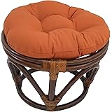 Blazing Needles Solid Twill Round Footstool Cushion, 18", Spice