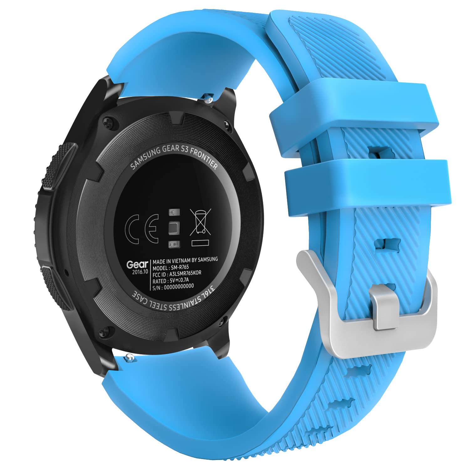 MoKo Strap Compatible with Samsung Galaxy Watch 3 45mm/Galaxy Watch 46mm/Gear S3 Frontier/Classic, 22mm Soft Silicone Replacement Sport Band for Men Women, Blue