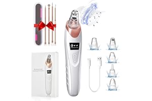 ROUDJER Blackhead Remover Pore Vacuum, Upgraded LED Screen Pore Cleaner Kit, USB Rechargeable Black Head Remover Tool with 5 