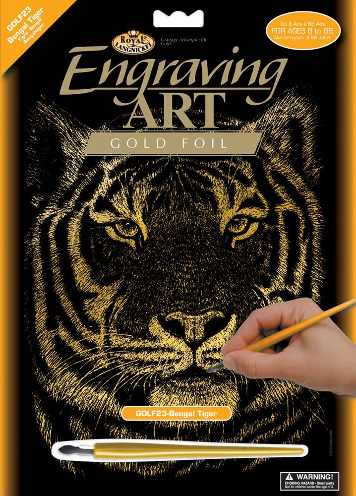 Royal & Langnickel Gold Engraving Art A4 Size Bengal Tiger Designed Painting Set, Multicolour - Image 4