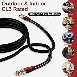 HiFind Speaker Cable Wire 30 Ft with Gold-Plated