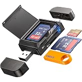 6-in-1 SD/TF Card Reader Adapter with SD Card Storage USB A &amp; Type C Port &amp; USB 3.0 Slots for Micro SD/SDHC/SDXC/MMC Memory Cards, Compatible with PC, MacBook, Chromebook, Android Phone, i-Phone