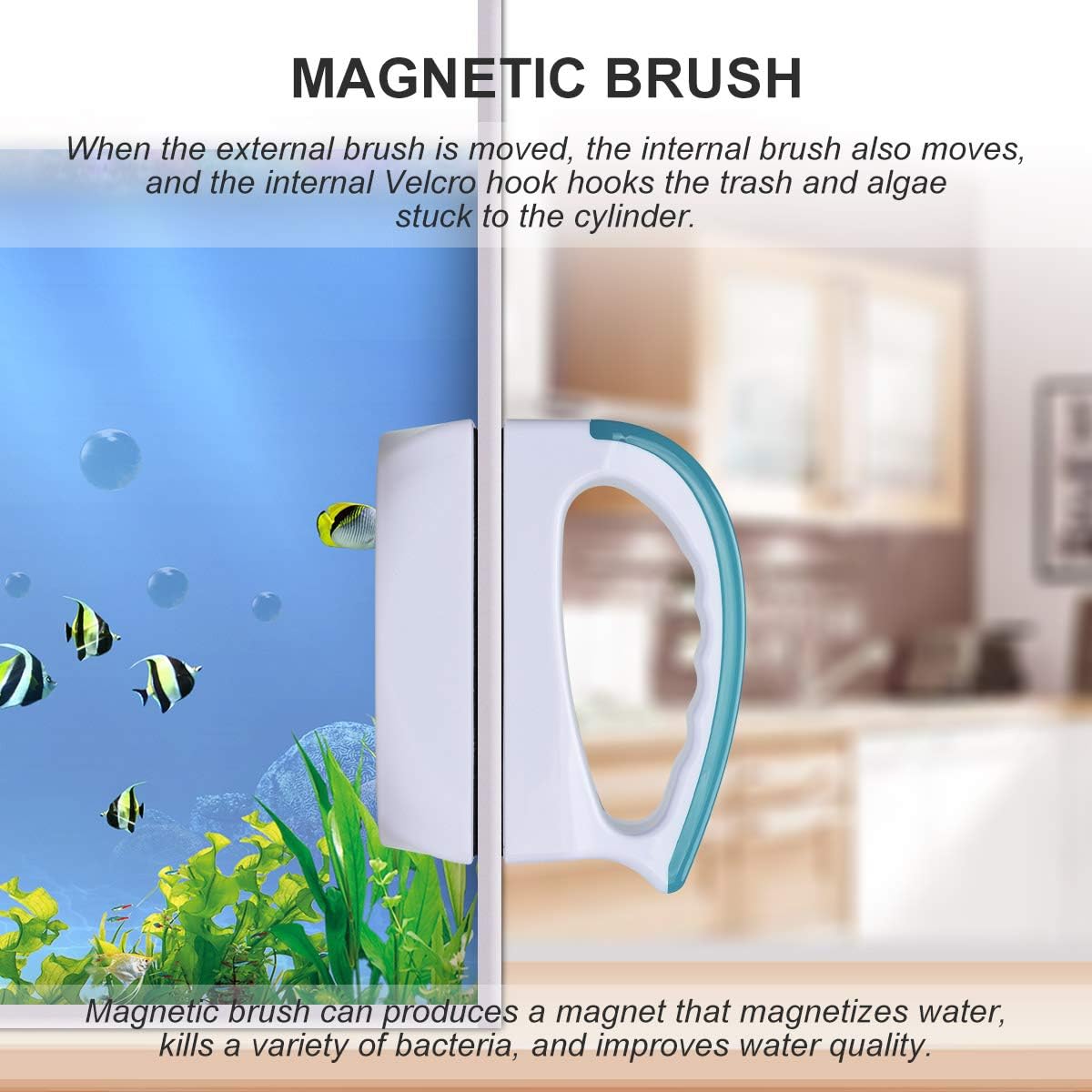 Podazz Magnetic Aquarium Glass Cleaner Fish Tank Glass Algae Scrapers, Floating Magnetic Scrubber Clean Brush, Scratch-Free - Image 4