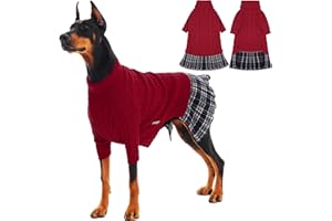 IECOii Girl XXL Dog Sweater Dress, Cozy Cable Knit Dog Sweater for Large Dogs Girl, Red,XXLarge, 2XL Pet Pullover Knitted Dress for Winter, Turleneck with Sleeve, Warm Sweaters for Female Pitbull