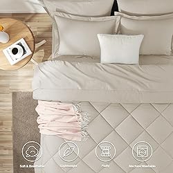CozyLux Twin Comforter Set with Sheets Beige - 5