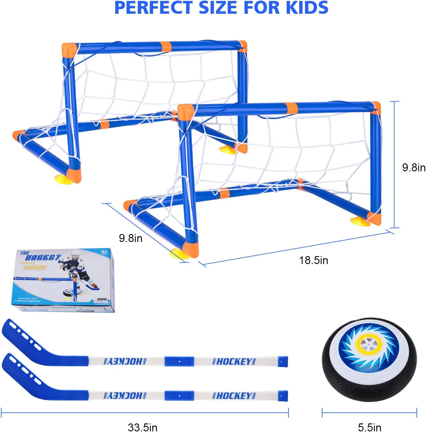 Hover Hockey Set Boys Toys, Hovering Hockey Game with 2 Goals and Led Lights, Indoor Air Soccer Hover Ball Gifts for 3 4 5 6 7 8 9 10 11 12 Year Old Kids: Toys & Games