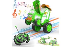 GOOLY Crazy Jumping Car Toys, Remote Control Car for Kids, Boy Toys Stunt Car with LED Light Music, Rechargeable RC Car, Birthday Easter Gifts for 3 4 5 6 7 8-12 Year Old Boys Girls Kids(Green)