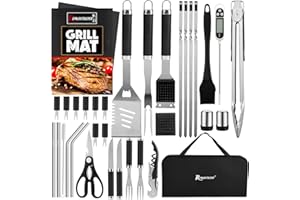 ROMANTICIST 35PCS Barbecue Tool Set with Storage Bag - Portable Grill Tool Kit - Professional BBQ Set for Outdoor Cooking and Camping Grill Accessories Sets