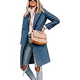 Hooever Women's Winter Wool Coat Casual Notch Lapel Single-Breasted Peacoat