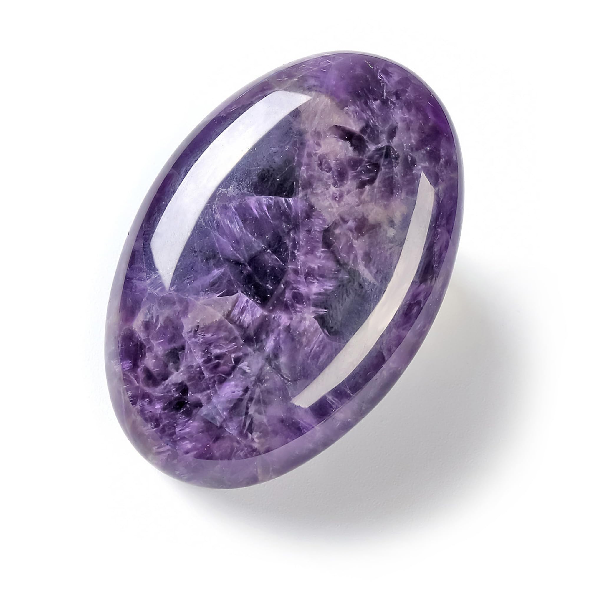 CrystalTears Amethyst Crystal Stone 2.4”Large Amethyst Healing Crystals Gemstone Natural Oval Pocket Plam Stone Worry Stone for Anxiety Stress Relief Meditation Reiki Healing Crystal Gifts