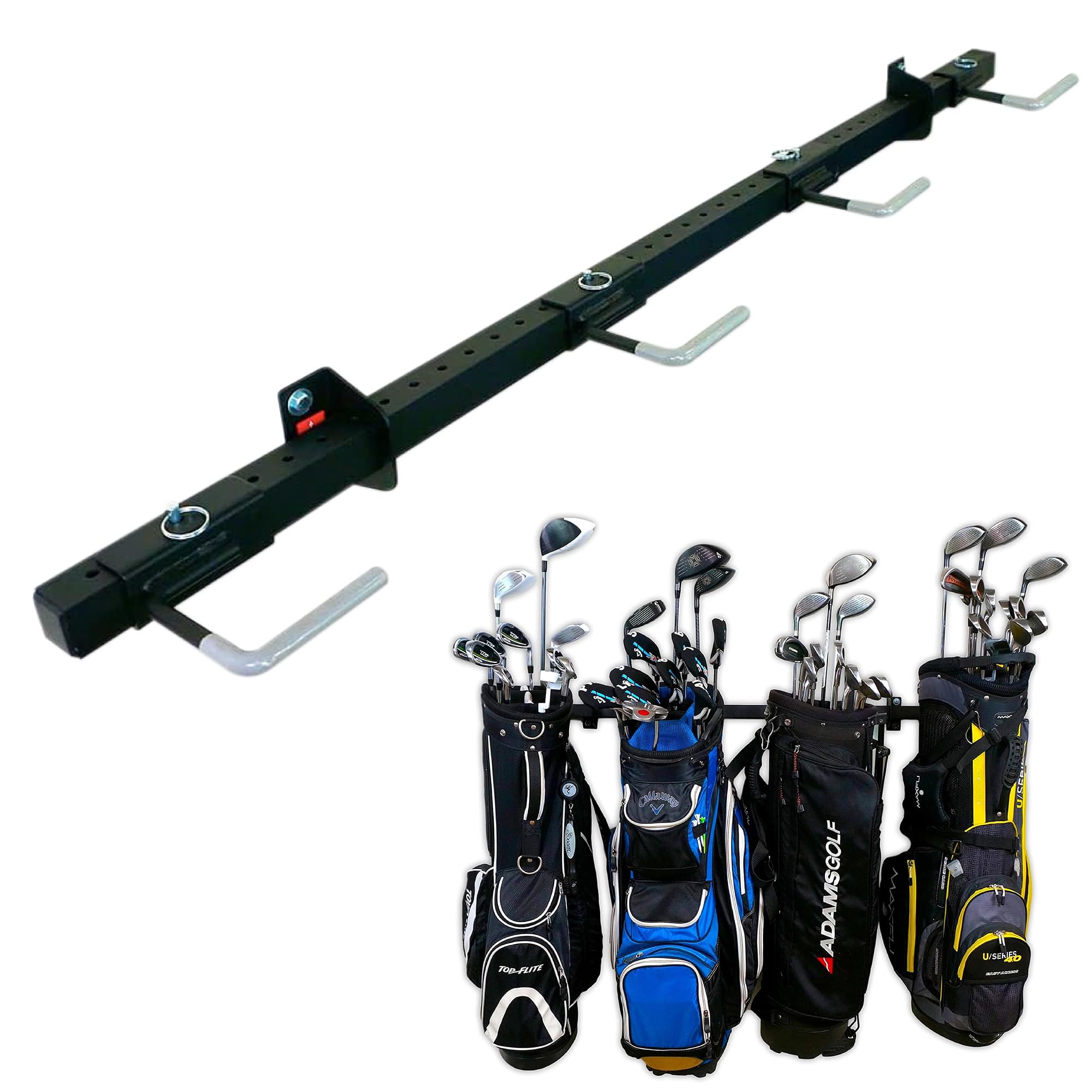 StoreYourBoard Golf Club Bag Organizer, Garage Storage Rack, Adjustable Wall Mounted Hanger, Golf Bags and Accessories ((4) Bags)