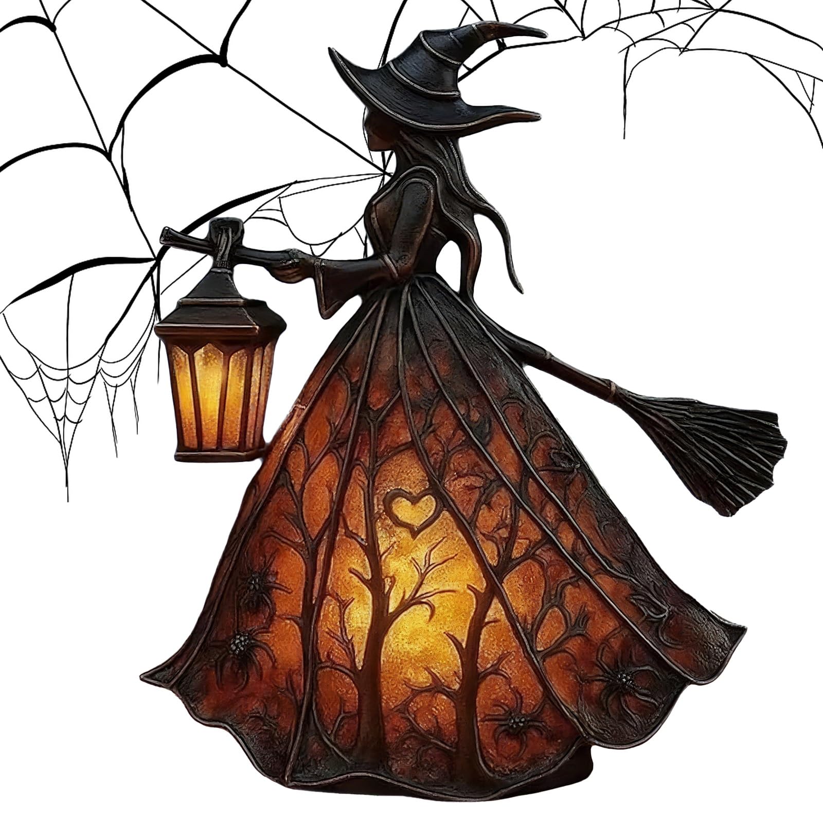 Photo 1 of ***UNFUNCTIONAL*** ***READ CLERK NOTES*** Halloween Witch Lamp, Gothic Spooky Witch Decor with Holding Lantern, Witchy Lamp with Witch Hat Design, Standing Night Light for Home, Porch, Tabletop, Party Decor, for Halloween and Gift(1pc)