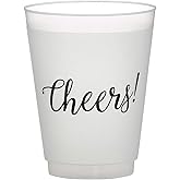 Santa Barbara Design Studio Wedding Party Cups 8-Count Reusable BPA-Free Plastic Frost Cups, 16-Ounce, Cheers