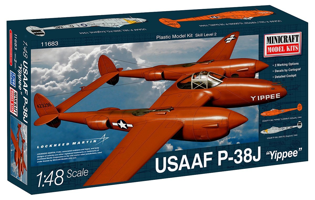 Minicraft Models 1:48 Scale P-38J USAAF Model Kit