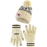 Ultra Game Adults NFL Official Super Soft Cable Knit Winter Beanie Knit Hat with Warm Touch Screen Gloves