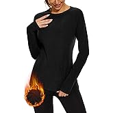 WOWENY Thermal Shirts for Women Base Layer Soft Fleece Lined Long Sleeve Top Thermal Underwear Winter Cold Weather
