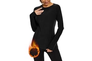 WOWENY Thermal Shirts for Women Base Layer Soft Fleece Lined Long Sleeve Top Thermal Underwear Winter Cold Weather