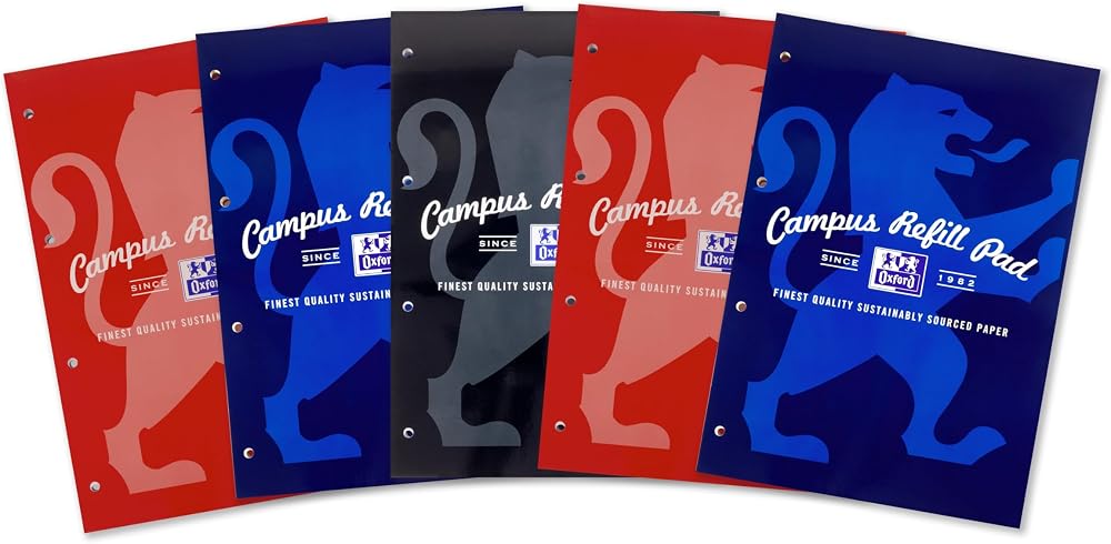 Oxford Campus Lined A4 Refill Pad Headbound 140 Pages Pack of 5