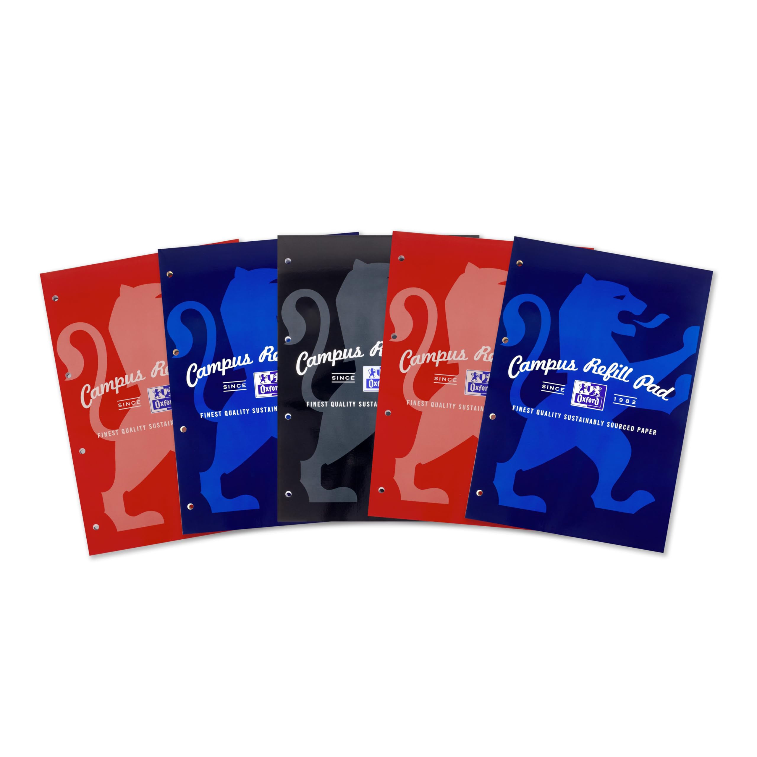 Oxford Campus Lined Paper A4 Refill Pad, Headbound 140 Pages, Assorted Colours, Pack of 5