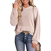 Dokotoo Hoodies for Women Casual Oversized Hoodie Long Sleeve Sweatshirt Solid Pullover Ribbed Knit Tops