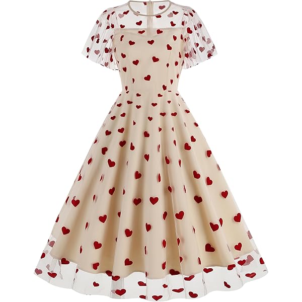 Amazon.com: Women Keyhole Heart Embroidery Dress Sheer Mesh