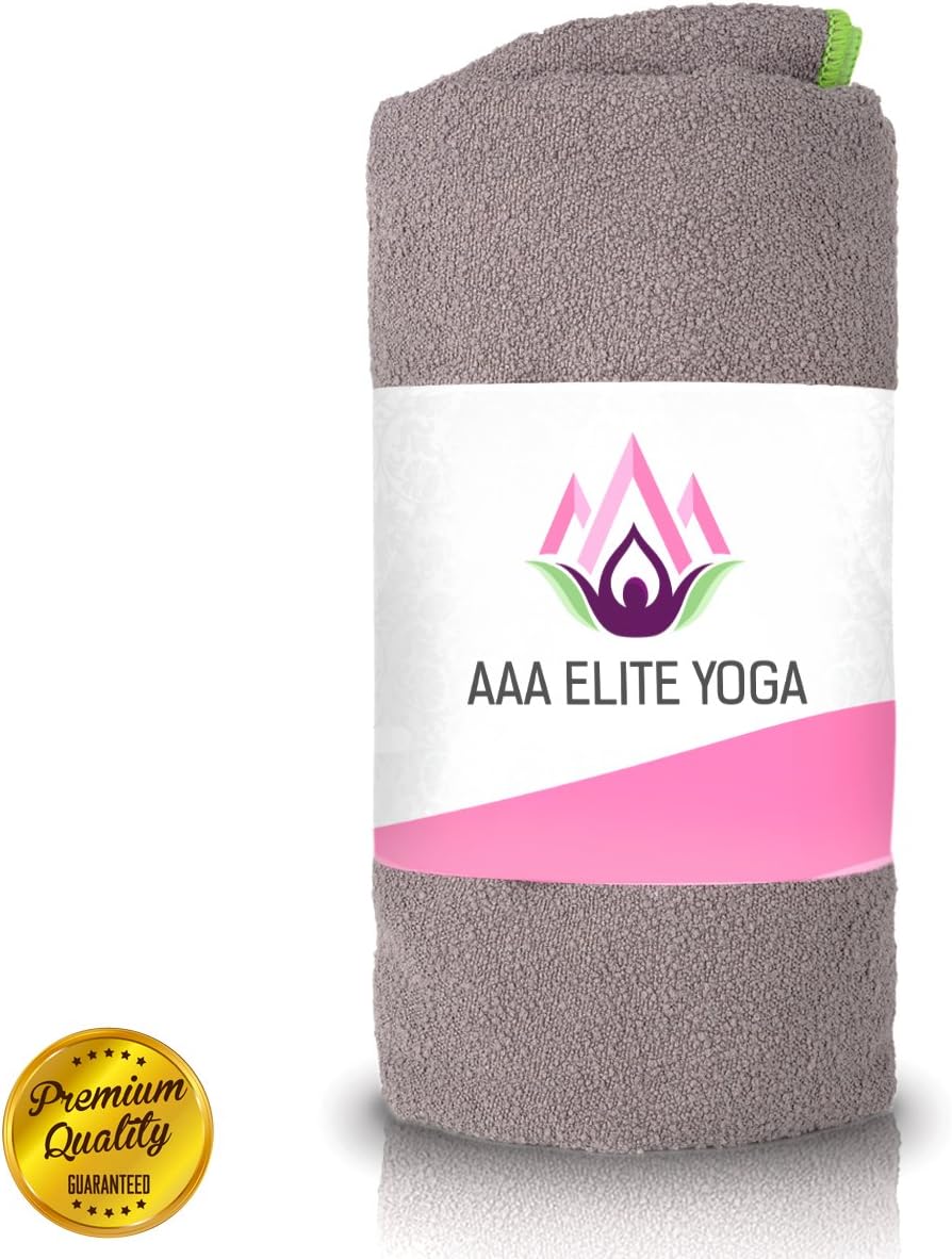 Yoga Nat FBA_1002 AAA Elite Yoga Microfiber Hot Yoga Towel, So', Non-Slip Grip Bikram Yoga Mat Cover, Super Sweat Absorbent, Thick, Skidless, Eco-Friendly, 24x72, Quick Dry for Exercise and Travel and eBook by, 72" X 24", Light Brown