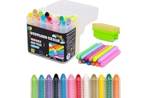 Haoyond Dustless Chalk Set for Kids, 12 Chalks with Twistable Holder+12 Refills+Wet Wipe Eraser, Non-Toxic Washable Chalkboard Toddlers Chalk, for Blackboard Drawing Writing and Sidewalk Creativity