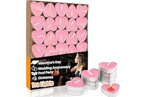 MAQIHAN Valentine Love Pink Tea Lights Candless - Pink Heart Shaped Tealight Candles - Soy Candle for Valentine, Dating, Wedd