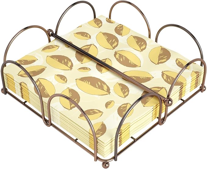 Flat Napkin Holder for Tables Bronze Decorative Napkin Holder Weighted Paper Caddy