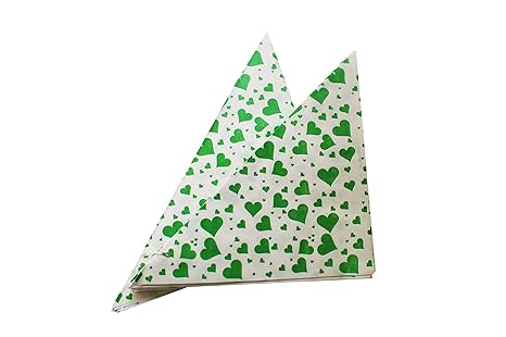 Imbiss- und Partyzubehör Spitztüten aus Papier Motiv: Herzen Länge ca. 19 cm für ca. 125g Inhalt (100 Stück, grün)