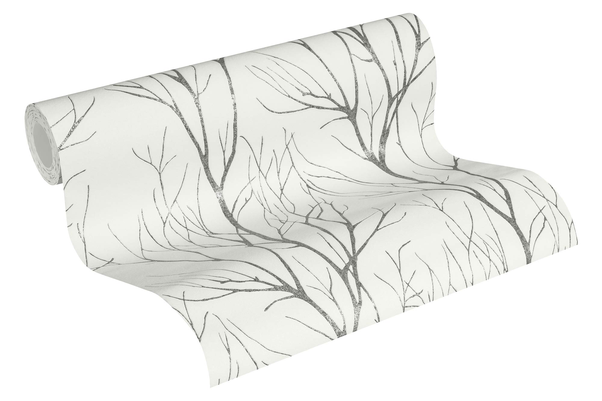 A.S. Création Forest Wallpaper Blooming Non-Woven Wallpaper 10.05 m x 0.53 m Grey White Black Made in Germany by Livingwalls 372604 37260-4