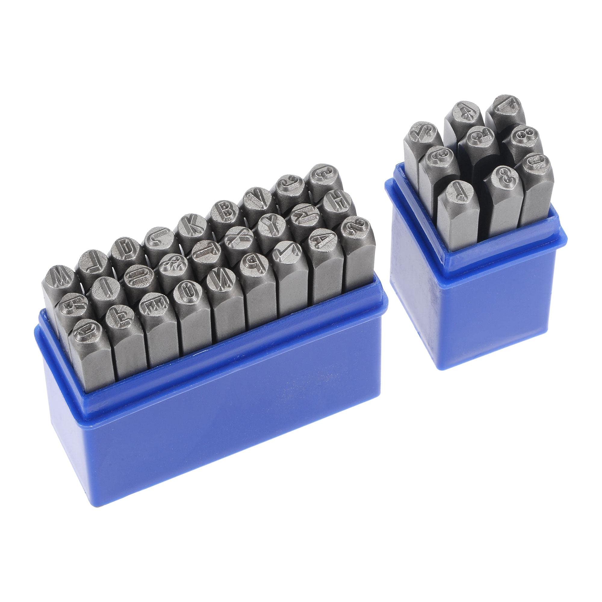 sourcing map 5/32" (4mm) Number and Letter Stamp Set, A-Z & 0-9 Alloy Steel Punch Press Tool for Metal Plastic Wood Leather