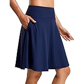 FitsT4 Sports Women's 20'' High Waisted Swim Skirt Skort Quick Dry Swimsuit Bikini Bottoms with Pockets