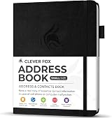 Clever Fox Address Book with Alphabetic Tabs PU Leather Black 10.5x14cm