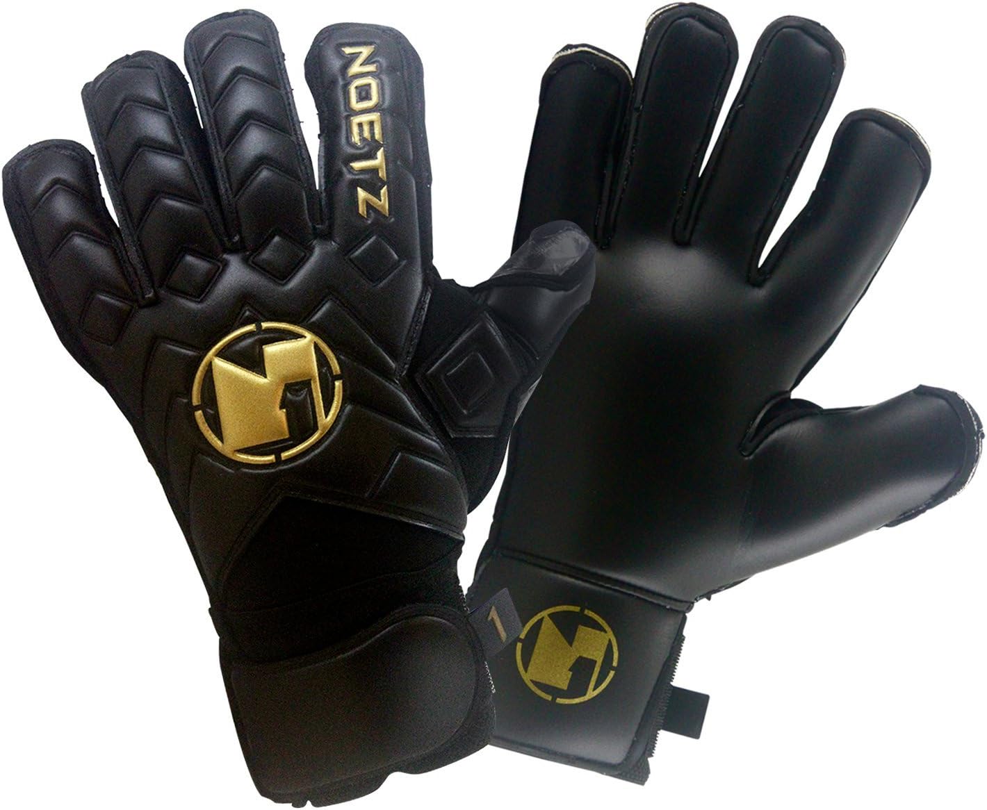 NoetZ Goalkeeper Gloves w/Extended Contact Palms - Black and Gold