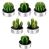 Succulent Cactus Tea Lights, Novelty Tealight Candles, Small Candles,Smokeless Handmade Delicate for Home Decor, Birthday Party, Festival Gift, Cake Topper,Wedding, SPA ,6 Pieces