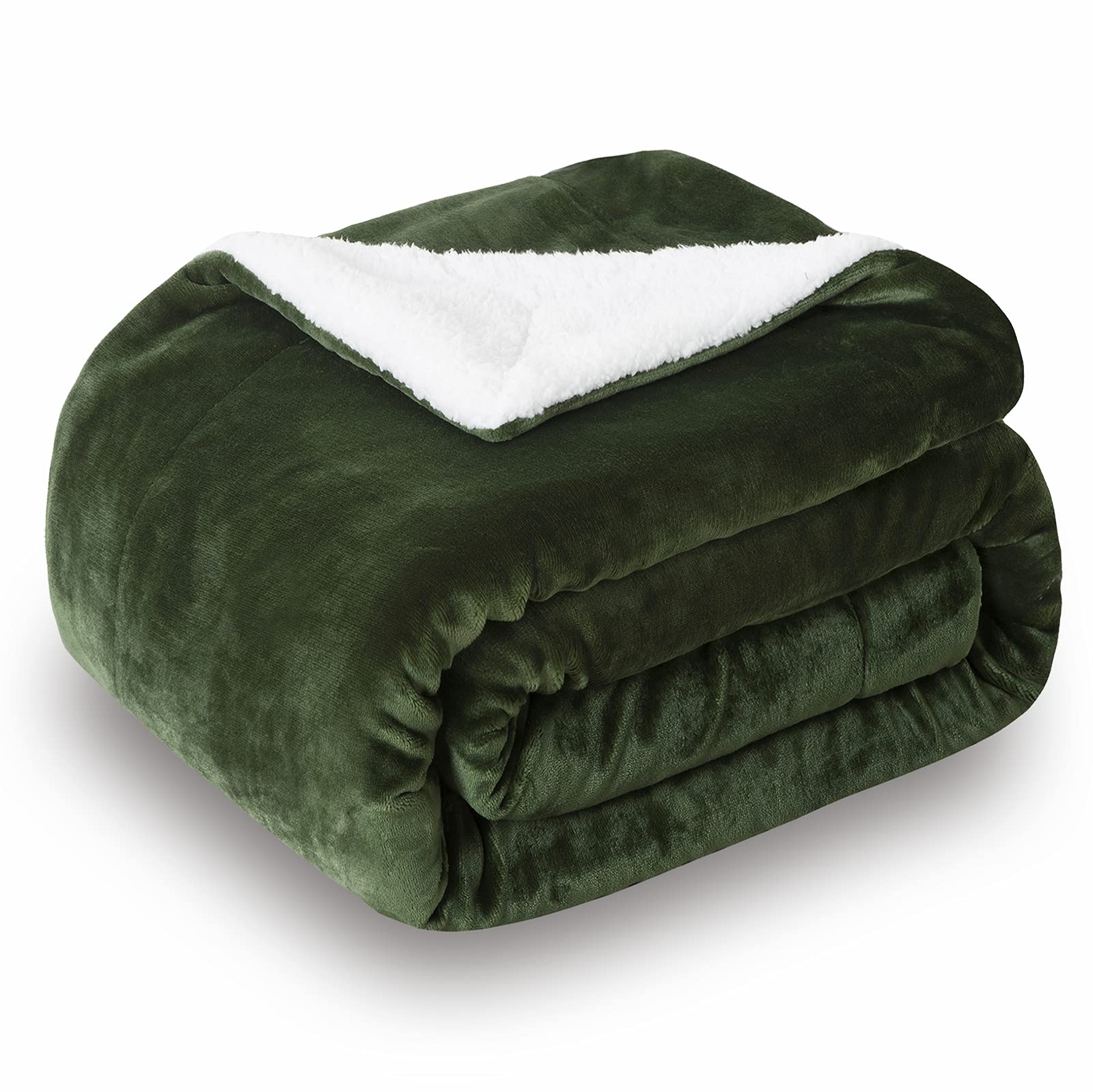 SOCHOW Sherpa Fleece Throw Blanket, Double-Sided Super Soft Luxurious Plush Blanket 150cm×200cm, Olive Green — image 1