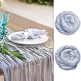 Dusty Blue Cheesecloth Table Runner 141 in